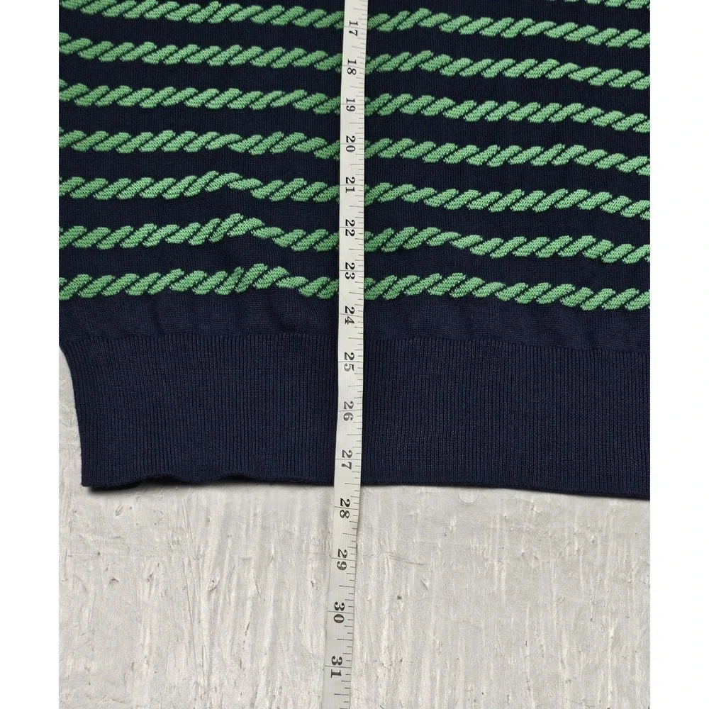 Brooks‎ Brothers Sweater Mens XL Blue Green Jacquard Mariner Stripe Crewneck